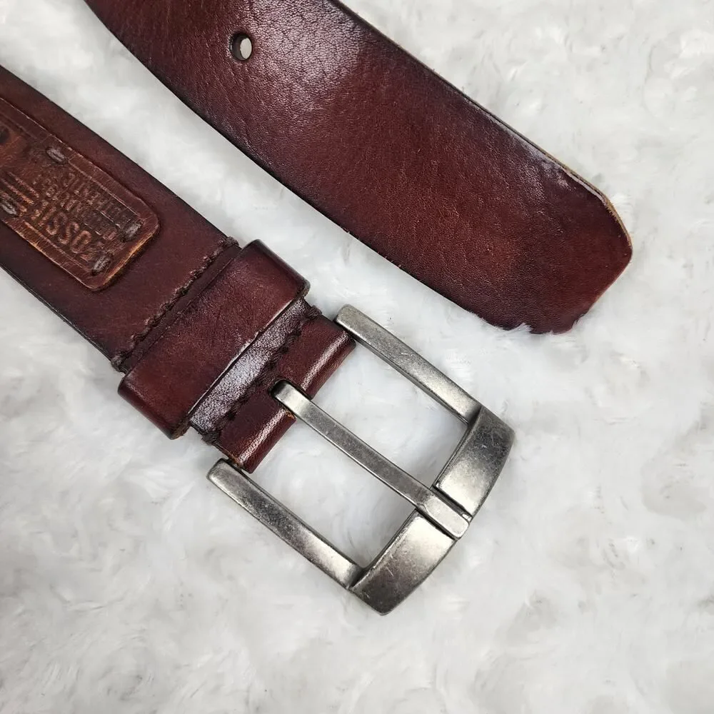 Fossil Leather Belt Brown Size 34